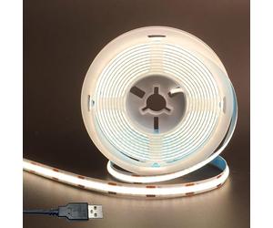 Clearhill 5V USB COB LED Strip Lights,Natural White 4000K,8mm Width 320LEDs/m,8W/m,CRI90,9.84FT/3M,Electroplated Double-Sided Panel Light Strip,Waterproof IP20,Flexible Strip for Indoor Decoration