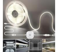 Clearhill 5V USB Motion Sensor Dimmer 320LED Strip Lights,Day or Night 2 Lighting Modes,Time-delay and Brightness Adjustable,9.84FT/3M,Cool White 6500K,8mm Width,for Closet,Kitchen
