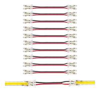 Clearhill 8mm 2Pin 10Pcs Press-in Assembly COB led strip connectors,Ultra slim,Double-ended Strip to Wire With 10cm Wire Connector for Single Color 5V/12V/24V Light Strips,Transparent Terminal.