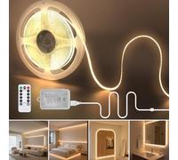 Clearhill Bande COB 5V 320LED avec Boîtier à Piles et Télécommande,Alimentation USB et par Piles (piles non incluses),6,56pieds/2m,Blanc chaud 3000K,8 Modes,Dimmable et Minuterie,Largeur 8mm,IP20