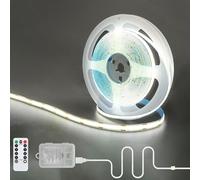 Clearhill Bande COB 5V 320LED avec Boîtier à Piles et Télécommande,Alimentation USB et par Piles (piles non incluses),6,56pieds/2m,Blanc froid 6500K,8 Modes,Dimmable et Minuterie,Largeur 8mm,IP20