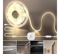 Clearhill Bande LED à Détecteur de Mouvement et Variateur 5V 320LEDs,2 Modes (Jour/Nuit),Temporisation et Luminosité Réglables,9,84pieds/3m,blanc neutre 4000K,largeur 8mm,pour placard,cuisine