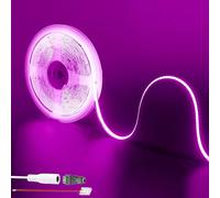 Clearhill Bande LED COB 12V 480LED,9,84pieds/3m (sans alimentation),Violet,1440 LED,avec connecteurs femelles 5521 DC,largeur 8 mm,IP20,pour décoration intérieure DIY.