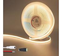 Clearhill Bande LED COB 12V largeur 5 mm (sans alimentation),16,4 pieds/5 m,Blanc chaud 3000K,400 LED/m,avec connecteur femelle 5521 DC,10 W/m,IRC 90,4500 lm,IP20