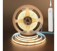 Clearhill Bande LED COB à Détecteur de Mouvement 5V,Délai et Luminosité Réglables,Double Alimentation : Piles (non incluses) ou USB,6,56pieds/2m,blanc chaud 3000K,320LEDs/m,pour placard de cuisine