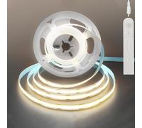 Clearhill Bande LED COB avec Détecteur de Mouvement 5V 2 Packs,Délai réglable,Double alimentation (support piles AAA - sans piles),9,84pieds/3m,blanc neutre 4000K,320LEDs/m,largeur 8mm