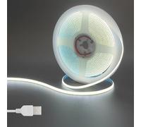 Clearhill Bande LED COB USB 5V,9,84 pieds/3m,blanc froid 6500K,400LEDs/m,largeur 5mm,non étanche IP20,câble USB de 1m,bande LED flexible pour décoration intérieure et bricolage