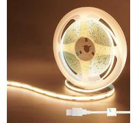 Clearhill Bande LED COB USB 5V,9,84pieds/3m,blanc chaud 3000K,320LEDs/m,largeur 8mm,non étanche IP20,câble USB de 1m,bande LED flexible pour décoration intérieure et bricolage