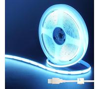 Clearhill Bande LED COB USB 5V,9,84pieds/3m Bleu Glace,320LEDs/m,largeur 8mm,non étanche IP20,câble USB de 1m,bande LED flexible pour décoration intérieure et bricolage