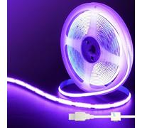Clearhill Bande LED COB USB 5V,9,84pieds/3m Violet,320LEDs/m,largeur 8mm,non étanche IP20,câble USB de 1m,bande LED flexible pour décoration intérieure et bricolage