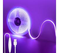 Clearhill Bande LED COB USB 5V avec interrupteur dimmable,9,84pieds/3m,Violet,320LED/m,largeur 8mm,non étanche IP20,câble USB avec interrupteur 1,5m,pour décoration intérieure DIY