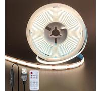 Clearhill Bande LED COB USB 5V largeur 8mm avec Télécommande Variateur,Blanc neutre 4000K,320LEDs/m,8W/m,CRI90,9,84pieds/3m,Panneau Double Face Électrodéposé,IP20,pour Décoration Intérieure