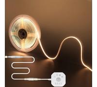 Clearhill Bande lumineuse à détecteur de mouvement 12 V CC avec variateur d'intensité 320 LED, jour ou nuit, 2 modes d'éclairage, temporisation et luminosité réglables, 5 m, blanc chaud 3000 K, 8 mm