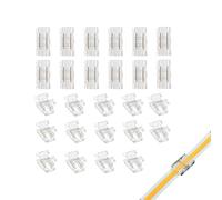 Clearhill Connecteurs 2 broches 5mm 20 pièces pour bandes LED,connecteurs bande à bande,adaptateur rapide sans soudure pour bandes monocolores 5V/12V/24V,borne transparente pour connexion sécurisée