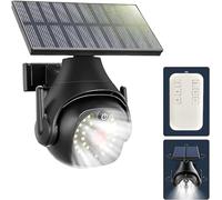 Clearhill Fausse caméra de sécurité factice et lampes solaires à détecteur de mouvement, lampes solaires 2 en 1 avec télécommande, aspect réaliste, facile à installer, étanchéité IP66, pour extérieur