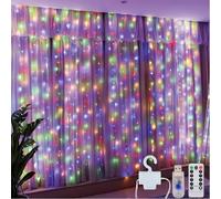 Clearhill Guirlande Rideau 3x3,300 LED Couleur,8 Modes,Lumière Suspendue Féerique avec Télécommande et Minuterie,Alimentée par USB,Étanche pour Décoration Intérieure/Extérieure - Chambre,Mariage,Fête
