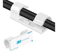 Clearhill Lot de 100 Pinces à câbles, Supports muraux pour Fils, Colliers adhésifs pour Garder Les câbles Bien rangés sous Les Bureaux, dans Les Voitures et près des Ordinateurs (Blanc)