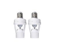 Clearhill Lot de 2 douilles E27 avec détecteur de mouvement - Distance de détection de 3 à 8 m - Adaptateur d'ampoule infrarouge avec retard réglable et sensibilité à la lumière - Pour garage