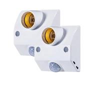 Clearhill Lot de 2 douilles lumineuses à détecteur de mouvement, culot E27 à visser pour installation externe avec capteur infrarouge, retard réglable, pour couloir, cave, garage