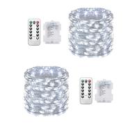 Clearhill Lot de 2 guirlandes lumineuses 100 LED de 10 m à piles (non incluses) avec télécommande, 8 modes, minuterie et intensité variable pour décoration de Noël, chambre à coucher, intérieur et