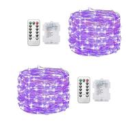 Clearhill Lot de 2 guirlandes lumineuses 100 LED de 10 m (non incluses) avec télécommande, 8 modes, minuterie et intensité variable pour décoration de Noël, chambre à coucher, intérieur et extérieur