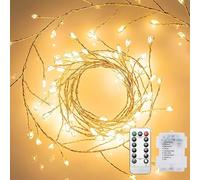 Clearhill Lot de 2 guirlandes lumineuses à piles avec télécommande, 3 m, 100 LED, 8 modes, étanche en fil de cuivre pour chambre à coucher, mariage, bricolage, décoration de jardin