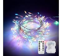 Clearhill Lot de 2 guirlandes lumineuses à piles avec télécommande, 3 m, 100 LED colorées, 8 modes, fil de cuivre étanche pour chambre à coucher, mariage, bricolage, décoration de jardin
