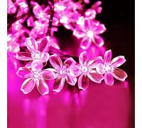 Clearhill Lot de 2 guirlandes lumineuses à piles et USB, 6 m, rose avec 40 LED en forme de fleur de cerisier, décoration d'intérieur/extérieur - Idéal pour Noël, jardin, anniversaire, mariage, fête