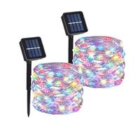 Clearhill Lot de 2 guirlandes lumineuses solaires d'extérieur 20 m 200 LED 8 modes étanches pour jardin, terrasse, cour, mariage, décorations de fête