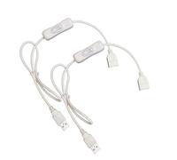 Clearhill Lot de 2 interrupteurs marche/arrêt USB 5 V avec connecteurs mâles et femelles (blanc), cordon d'extension mâle de 50 cm, fil 22 AWG, facile à ouvrir et à fermer, pour PC, TV, voiture