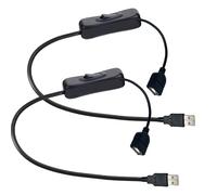 Clearhill Lot de 2 interrupteurs marche/arrêt USB 5 V avec connecteurs mâles et femelles (noir), cordon d'extension mâle de 50 cm, fil 22 AWG, facile à ouvrir et à fermer, pour PC, TV, voiture