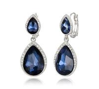Clearine Boucles d'oreilles à clip avec cristaux en forme de larme - Superbes boucles d'oreilles de déclaration - Bijoux de mariage et de bal pour femmes, mariées et demoiselles d'honneur, Cristal