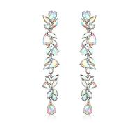 Clearine Boucles d'oreilles de mariée pour demoiselle d'honneur, boucles d'oreilles pendantes en argent plaqué or rose 14 carats pour concours de beauté, bal de fin d'année, Cristal Acier allié