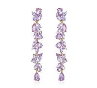 Clearine Boucles d'oreilles de mariée pour demoiselle d'honneur, boucles d'oreilles pendantes en argent plaqué or rose 14 carats pour concours de beauté, bal de fin d'année, Cristal Acier allié