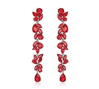 Clearine Boucles d'oreilles de mariée pour demoiselle d'honneur, boucles d'oreilles pendantes en argent plaqué or rose 14 carats pour concours de beauté, bal de fin d'année, Cristal Acier allié