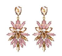 Clearine Boucles d'oreilles Marquise Forme de Goutte d'eau Pointue Strass Cristal Cluster Lustre Pendaison Bijoux de Bal Costume Instruction pour Dame Rose