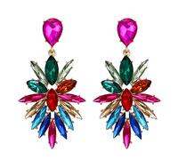 Clearine Boucles d'oreilles Marquise Forme de Goutte d'eau Pointue Strass Cristal Cluster Lustre Pendaison Bijoux de Bal Costume Instruction pour Dame Vert