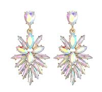 Clearine Boucles d'oreilles Marquise Forme de Goutte d'eau Pointue Strass Cristal Cluster Lustre Pendaison Irisé Ton d'or Bijoux de Bal Costume Instruction pour Dame