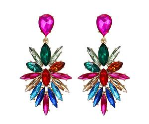 Clearine Boucles d'oreilles Marquise Forme de Goutte d'eau Pointue Strass Cristal Cluster Lustre Pendaison Bijoux de Bal Costume Instruction pour Dame Vert