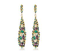 Clearine Boucles d'oreilles pendantes en strass pour bal de fin d'année, boucles d'oreilles chandelier en cristal pour femme ou demoiselle d'honneur, Cristal Acier allié