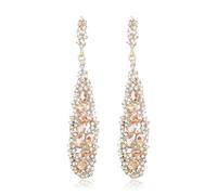 Clearine Boucles d'oreilles pendantes en strass pour bal de fin d'année, boucles d'oreilles chandelier en cristal pour femme ou demoiselle d'honneur, Cristal Acier allié