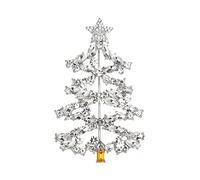 Clearine Broche Arbre de Noël Etoile Marquise Ronde Strass Cristal Banquet Epinglette pour Vêtements Clair Ton d'argent