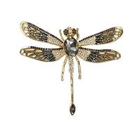 Clearine Broche Femme Libellule Cristal Australien Strass Animal sur Thème des Insectes pour Vêtements Noir Ton d'or