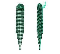 Clearine Clips d'oreilles Boucles Clip-on Gland Mode Longue Goutte Lustre Scintillement Strass Cristal pour Femme Clair Ton d'argent