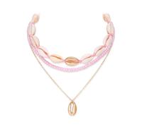 Clearine Collier bohème bohème fait à la main avec perles simulées coquillages naturels étoile de mer collier en couches pour femmes Accessoires de bijoux d'été de plage, Coquillage naturel Perle