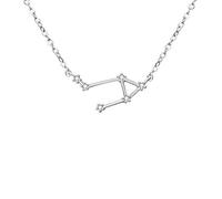 Clearine Collier Signes du Zodiaque 2 Couleurs Femme Argent 925 Pendentif Forme Constellation Zircon Strass Accessoire Cadeau Horoscope Balance