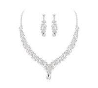 Clearine Ensemble de bijoux de mariée pour femme - Élégantes boucles d'oreilles en forme de feuille de cristal - Pour mariée, demoiselle d'honneur, bal de fin d'année, soirée, cristal Acier allié