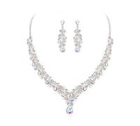Clearine Ensemble de bijoux de mariée pour femme - Élégantes boucles d'oreilles en forme de feuille de cristal - Pour mariée, demoiselle d'honneur, bal de fin d'année, soirée, cristal Acier allié