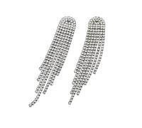 Clearine Gland Boucles d'oreilles pour Dames Scintillent Strass Cristal Longues Gouttes Lustre Bohème Pendaison Clair Ton d'argent