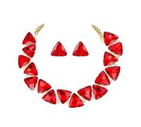 Clearine Parure de bijoux Art Deco Sparkly Statement avec collier et boucles d'oreilles triangulaires pour femme Multicolore Doré